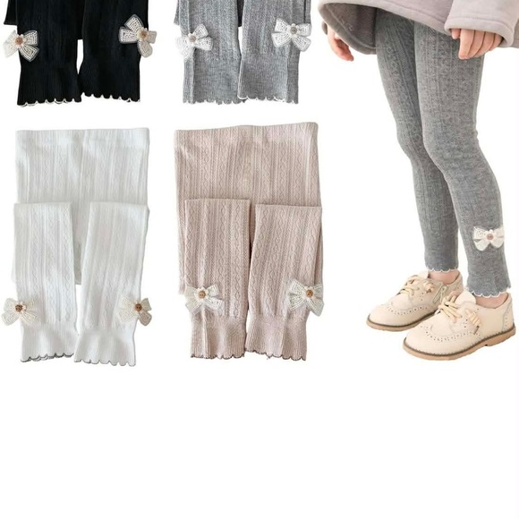 Charming Gray Kids Leggings with Floral Accent - Picture 2 of 5